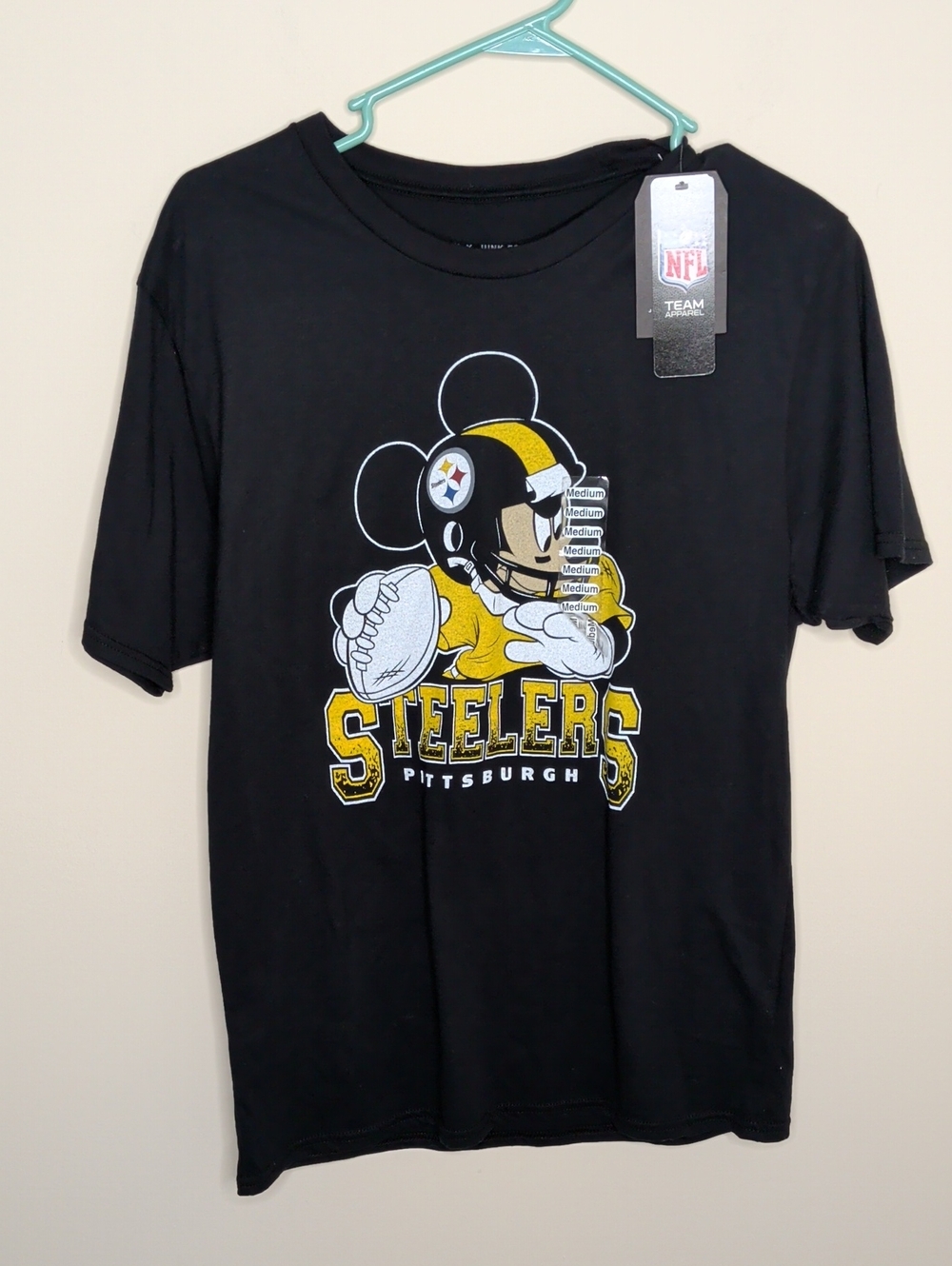 Junk Food Clothing Black Pittsburgh Steelers Graphic Tee with Yellow Detail